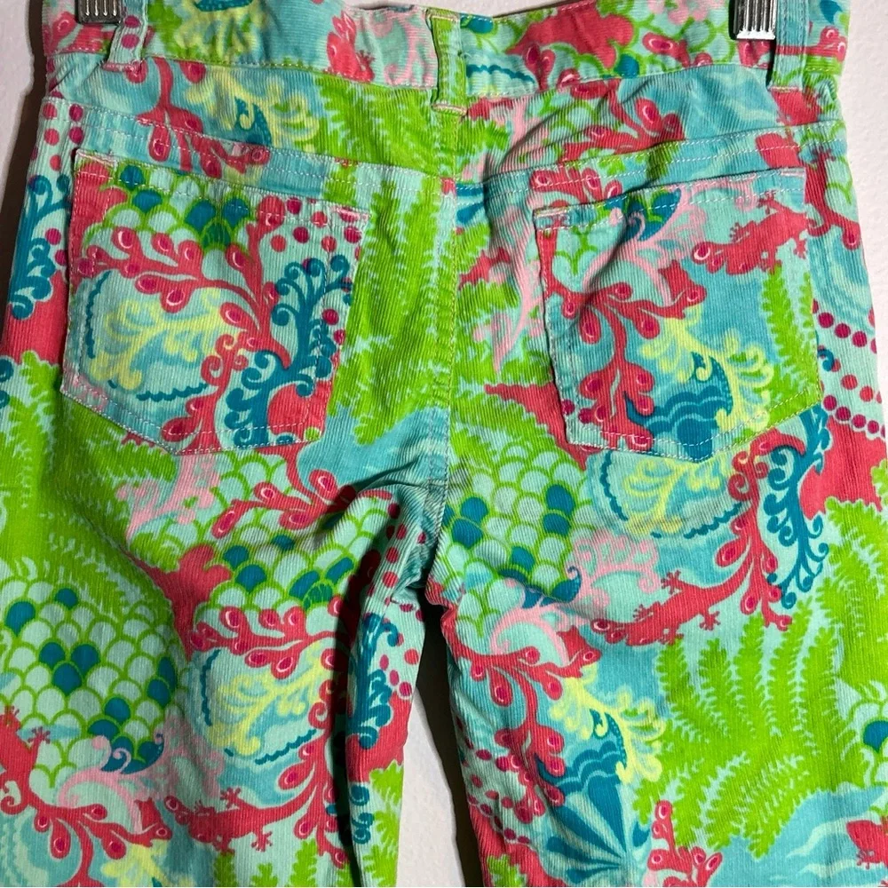 Girls Lilly Pulitzer size 10 Corduroy Colorful Pants Salamander Lizard Gecko Fun - Picture 9 of 12